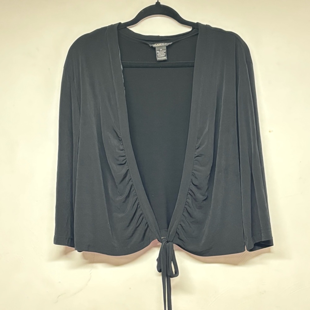 Women’s Plus Size Glamour Black Open Cardigan 2X